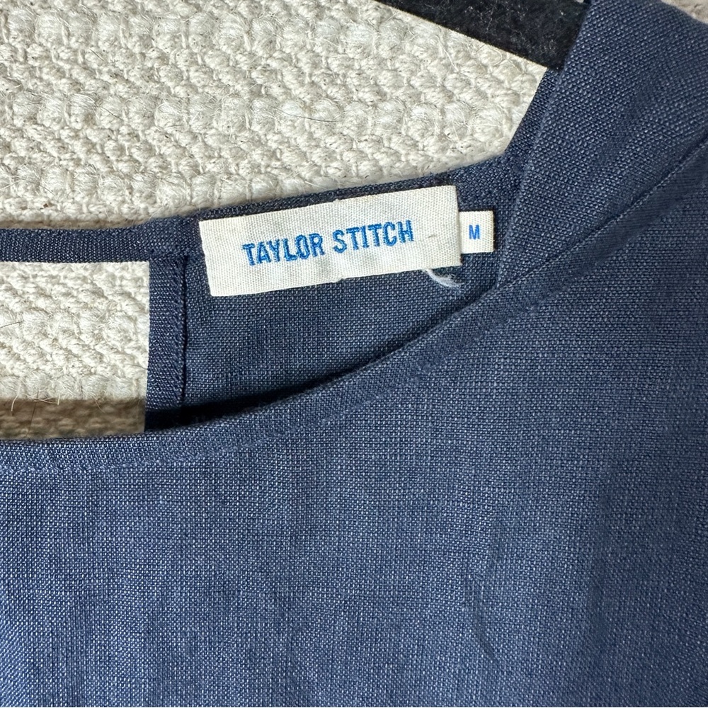 TAYLOR STITCH navy blue Loma linen midi dress M - Picture 7 of 11